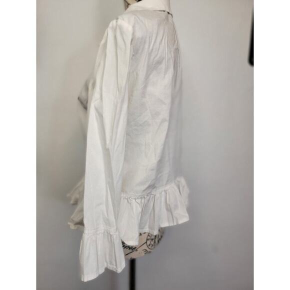 Vintage Bebe Button Shirt XS Ruffle Blouse Collar Relax Semi Crop White Italy - Picture 7 of 10